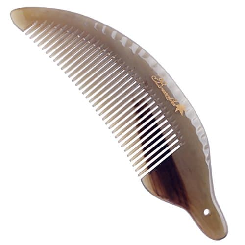 Breezelike No Static Rare Knife Shaped White Buffalo Horn Fine Tooth Comb