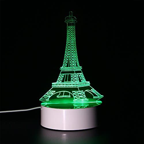 ToyUK 3D Optical Illusion Night Light 3D Lamp 7 Colors-Changing Desk Lamp LED Table Light Amazing Optical Illusion Lighting with Intelligent Remote Control (Eifel Tower)