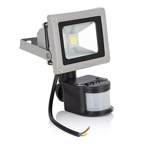 Pasuke 10 watt Super Bright Outdoor High Power IR Motion Sensor LED Flood Light with Fixture PIR Floodlight Warm White 3500K Waterproof 85V-265V AC