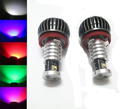 2X 80W Multi-Color RGB Error Free H8 CREE LED Angel Eyes Halo Ring Light Bulbs