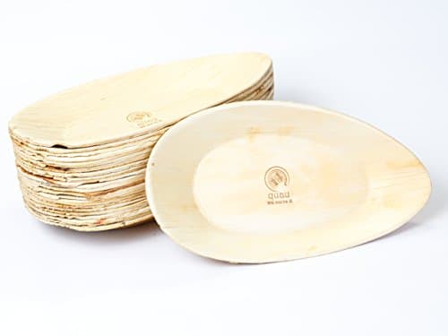 Quau 25 Compostable Biodegradable Disposable Plates Palm Leaf Oval 32CMX17 CM – Palm Leaf Plate