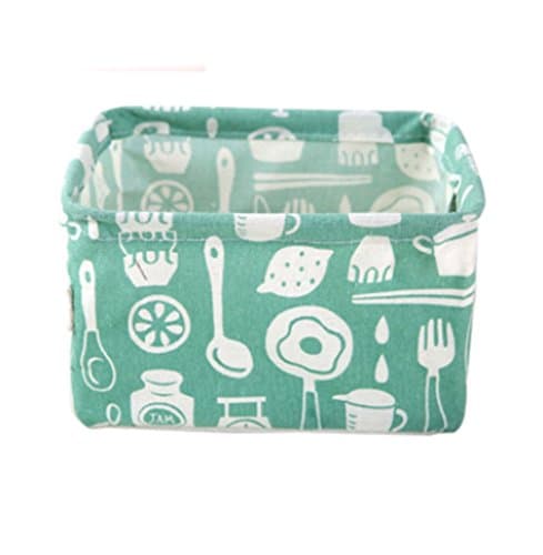 Fangou Storage Box Mini Linen Makeup Organizer Waterproof Bathroom Tool Folding Storage Of Children'S Toys Storage 20 * 16 * 13Cm Green Kitchenware Pattern