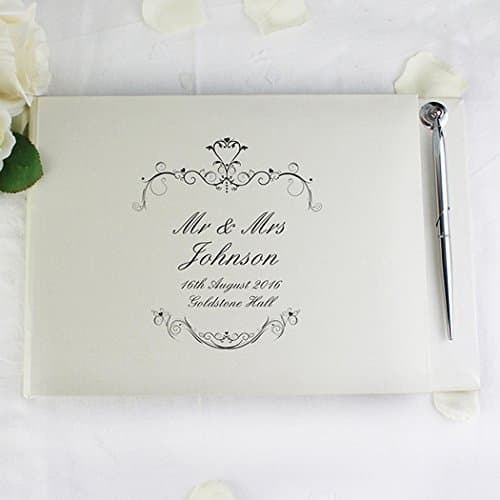 Personalised Guest Book And Pen - Silver Swirl Design