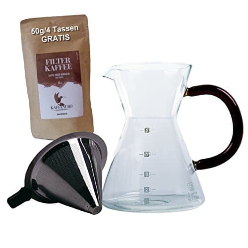 "fumiXtrade" coffee maker with stainless steel permanent filter 500ml - brew coffee without paper filter - so get the aromas and oils of the coffee bean - enjoy full-bodied filter coffee