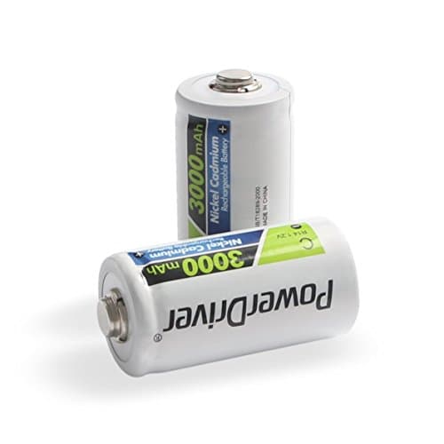 PowerDriver C Size C Cell 3,000mAh Ni-CD Rechargeable Batteries,Pack of 2