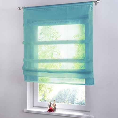 Yujiao Mao 1Pcs Tab Top Roman Blinds Ready Made Kitchen Curtain Valance Short Curtains Semi Sheer Window Curtain
