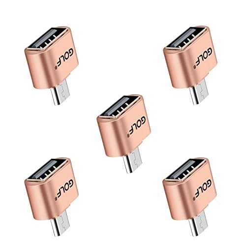 Micro USB Adapter, Joyshare Micro USB OTG to USB Adapter - Micro USB Male OTG to USB Female Adapter - Gold - Pack of 5
