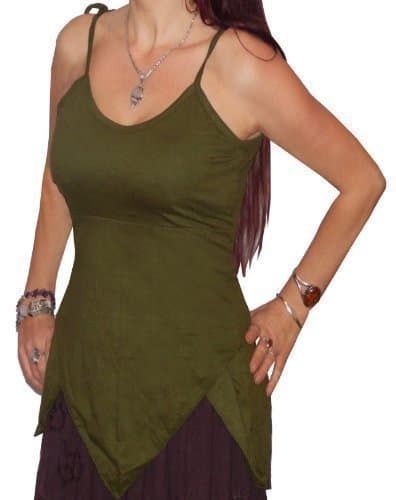 GREEN LEAF COTTON CAMI BRA TOP elf psy trance fae fairy pixie festival 8 10 12 14 S M
