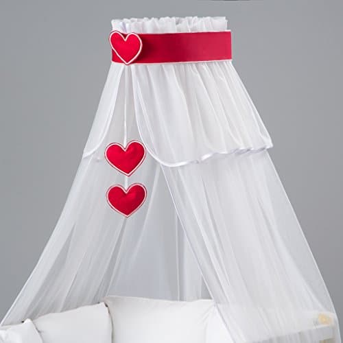 3 element set : Lovely Canopy/Mosquito Net for Baby Cot Bed Crib + hanging Decorations + Holder / Designed by Dreamzzz handmade