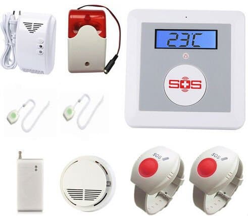 MobileFDL GSM Senior Telecare, Wireless GSM SMS Home Security Alarm System with LCD Display SOS Call for Elderly Care mobile Phone Control