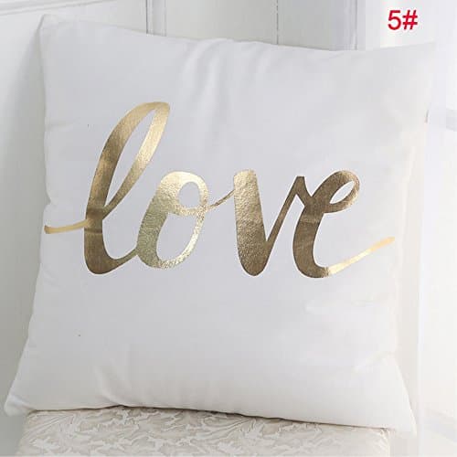 Sonicee Christmas Bronzing Letter Pattern Luxe Pillow Case Sofa Waist Throw Blend Cushion Cover Home Decor (5#)