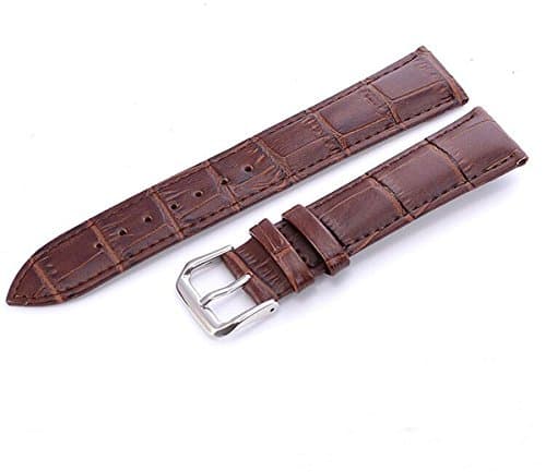 Elegant Crocodile Embossed Real Leather Watch Strap/Band, (Pins, Removal Tool and Gift Box Included) (Brown, 20mm)