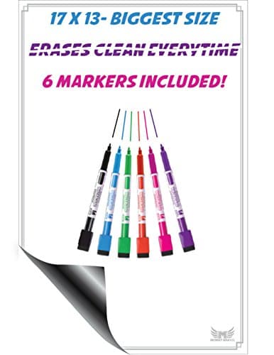 Magnetic White Board Fridge Planner- Large Multi-Purpose Sheet For Action Plans, Shopping List or Task Memos. Easy to Write & Wipe. Best Notice Board for Smart Planners.