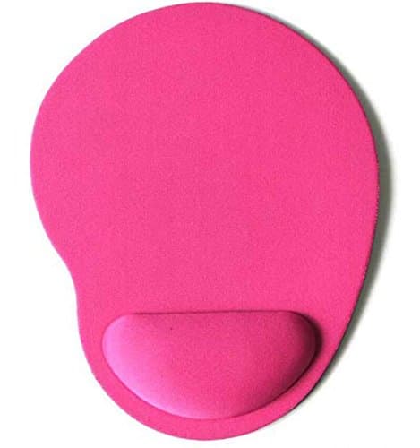 Vibrant Pink Extra-Comfort Anti-Slip Desktop Mouse Pad with Ergonomic Built-in Foam Wrist Support Rest