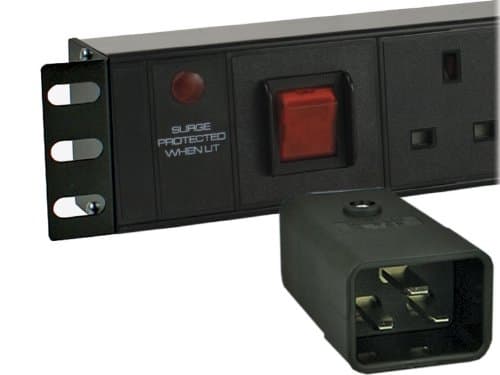 4 Way Neon Surge Protected 19" Horizontal Rack Mount PDU - IEC C20