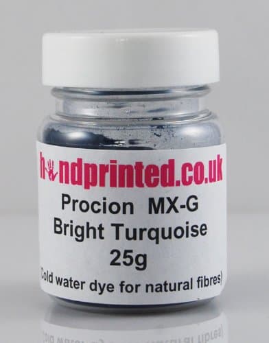 Bright Turquoise Procion MX dye 25g by Handprinted