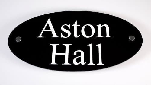 House Number Sign / Plaque Black Acrylic Oval