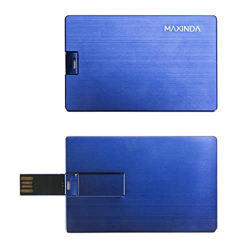 MAXINDA USB 2.0 Flash Memory Stick 64GB Credit Card Metal USB Drive(Blue Square)