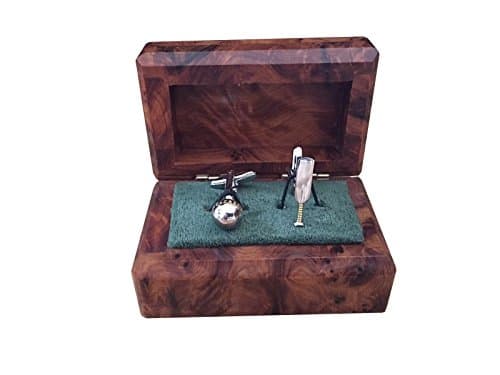 Cricket Bat and Ball Themed Cufflink Presented in High Quality Wooden Cufflink Box, Stylish Jewellery For Men, Great Gift For Birthdays, Anniversaries, Wedding Anniversary, Christmas,