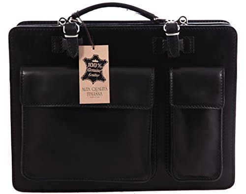 Men's Work Bag, Box Italian, and Document Organizer, 100% Genuine Leather Made in Italy