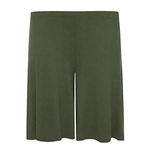 New Ladies Women Standard & Plus Size Plain Soft Jersey Shorts Plus Sizes 14-26 (24, Khaki)