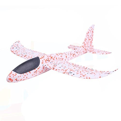 Epp Foam Airplane Toy, LED Throwing The Plane Model Toy, TUDUZ Newest Funny 49*47cm Foam Throwing Glider Inertia Led Night Aircraft Toy Hand Launch Airplane Model Toy for Kids Children Boys Girls (Pink)