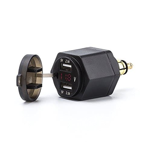 Eriding Dual USB Charger 4.2A Adapter LED Voltmeter With Powerlet Din Hella Plug For Motorcycle