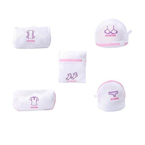 Laundry Wash Bag 5 Set Mesh Dedicates Bra Washing Bag with Zipper Lingerie Garment Bag Travel Laundry Bag