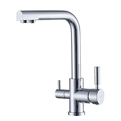 YIXINY Kitchen Tap Taps Brass 2 Handle 2 Holes Ceramic Valve 360 ° Rotation Hot and Cold Water Purification Tube Kitchen Sink Mixer Taps, Kitchen Taps