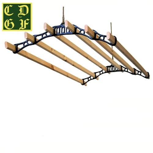 6 Lath Victorian kitchen ceiling pulley clothes airer maid laundry dryer 1.5M WHITE