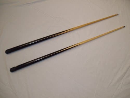 A PAIR OF 48" POOL CUES + SPARE TIPS **