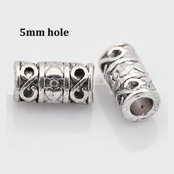 Dreadz Silver Heart Pattern Dreadlock Hair Beads (5mm Hole) x 3 Bead Pack