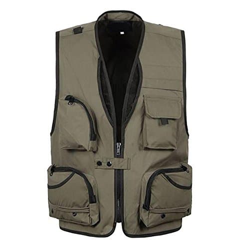 Mesh Breathable Multi-functional Quick-duty Fishing Vest Scissors Outdoor Journalist Photography Vest Multi-pocket Waistcoat,Green-L