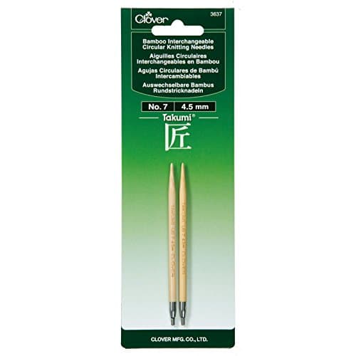 CloverTakumi Bamboo Interchangeable Circular Knitting Needles-Size 7/4.5mm, Other, Multicoloured, 3.27 x 8.98 x 22.95 cm