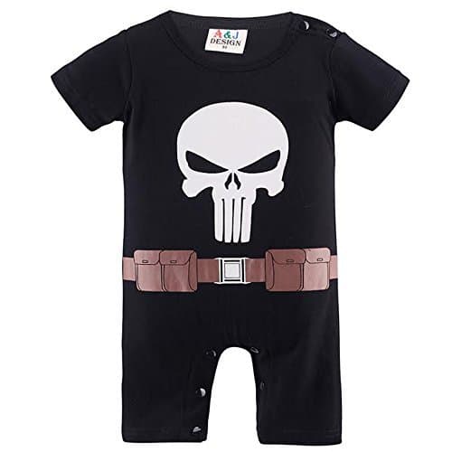 Inspired by Marvel Punisher-Inspired Infant Outfit. (6-9 Months)