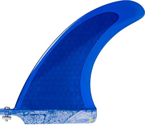 6" Fibreglass HexCore Classic Longboard Box Fin with Plate & Screw Set - Blue