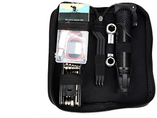 BEISHUO Mountain Bike Multi-tool Combination Tool Kit Bicycle Repair Tools Tire Repair Tool Kit with A Tool Collection Pouch including Tyre Inflator, Tire Pry Bars, Bone Shaped Wrench , Tyre Repair Kit, Compact 15 in 1 Multi-function Tool
