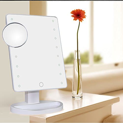 LED Illuminated Cosmetic Mirror -16 Light Bulbs Table Top Vanity Makeup Mirror with 4 x Batteries - Kyansin Lighted Make Up Mirror Beauty Mirror for Tabletop, Travel, Shaving, Dressing (White)