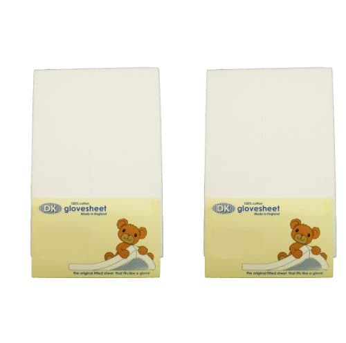 DK Glovesheets :Two Fitted Swinging Crib Sheets : 100% Combed Jersey Cotton : To Fit Mattress Size 89 x 40 cm Colour WHITE : TWO PACKS