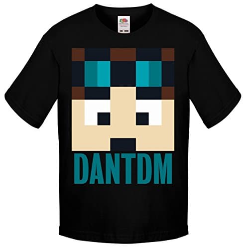 One Stop Kids Dan TDM Or Stampy Cat Short Sleeve T-Shirt Boys Girls Unisex Top (12-13 Years, DANTDM Black)