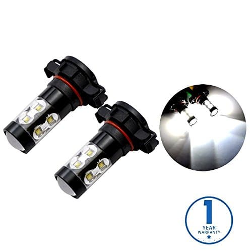 NBKMC Extremely Bright 50W LED Bulbs with Projector for Fog Lights Daytime Running DRL Driving H16 5202 5201 2504 9009 PSX24W 6000K Xenon White