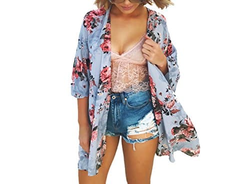 Anderlay Womens Floral Cardigans Chiffon Blouse Irregular Wrap Kimono Cardigans Casual Coverup Tops …