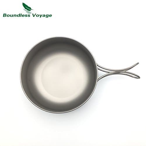 KimTime Titanium Cookware Kit Outdoor Camping Bowl Pot Pan Set Backpacking Cooking Equipment Fit For 1-2 Person (3PCS)