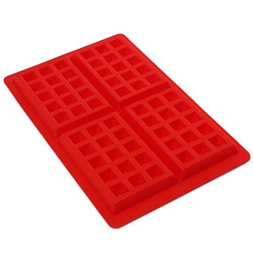 ohofy 4-Cavity DIY Mini Waffles Cake Chocolate Pan Silicone Tray Mold Baking Mould Tool Red