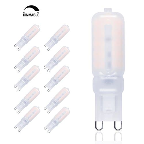 GVOREE G9 LED Bulbs, 5W Replace 50W Halogen Bulb, AC 220-240V, 360° beam angle. G9 Led Dimmable Light Bulb,Warm White 3000K Pack of 10