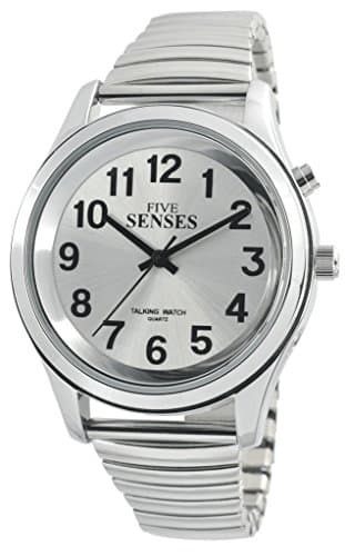 Talking Watch 2nd GENERATION ! SENSES Men's Silver-Tone Alarm low vision metal Talking Watch (TC-TK27-A350G-09)(M106)