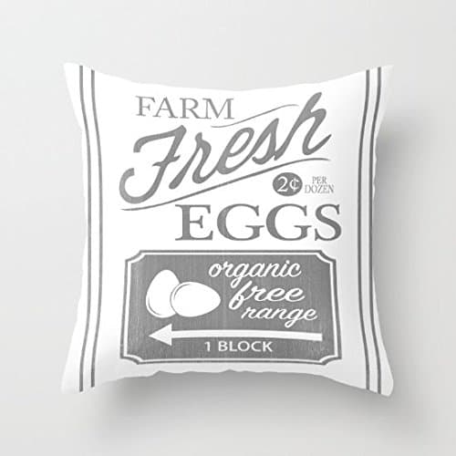 Decorative Pillow Case Farm Fresh Eggs Cushion Cover 18" x 18"