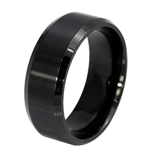 YUUHII ATR Mens Tungsten Carbide Plain Wedding Ring,Matte Finished, 8mm Width Black Size 7-12