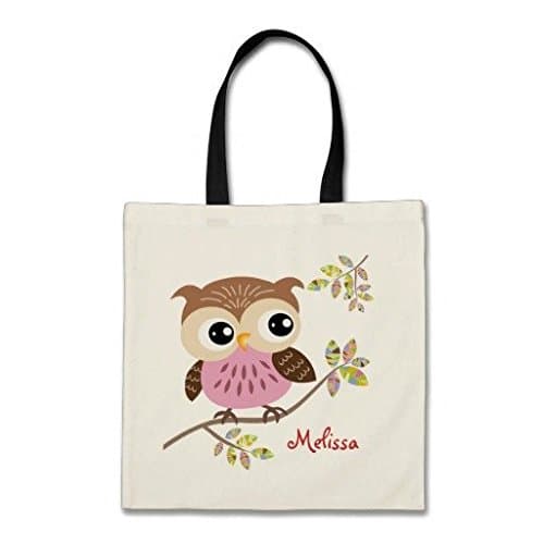 Happy Pink Owl Cotton Canvas Tote Bag