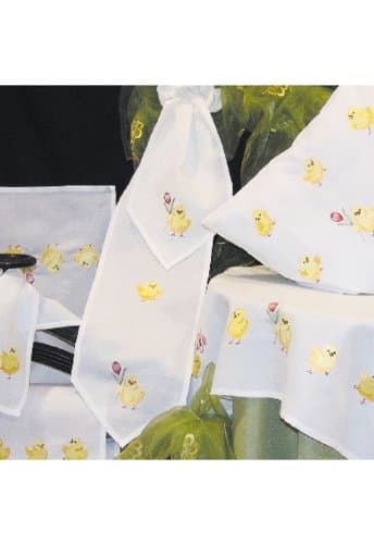 Table Ribbon - Tablecloth - ivory - varicoloured embroidery - Chick -